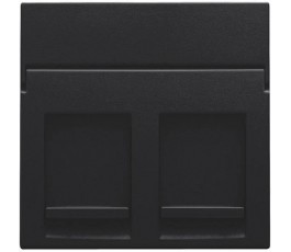 Enjoliveur pour prise informatique RJ45 - Double - Black coated (Noir mat) - Niko