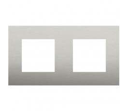 Plaque double horizontale - Entraxe 71mm - Pure Stainless Steel on Anthracite - Niko